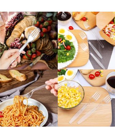 Cangfort Plastic Cutlery - 100 Disposable Plastic Forks 6 Inch- Thick Matte Handle Transparent & Sturdy - Ideal for Birthday BBQ Wedding & More 100Pcs of Disposable Forks - Buy Online on GoSupps.com