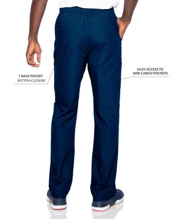 Landau Men's Essentials 7-Pocket Cargo Scrub Pants - Relaxed Fit, Medium Navy - Buy Online on GoSupps.com