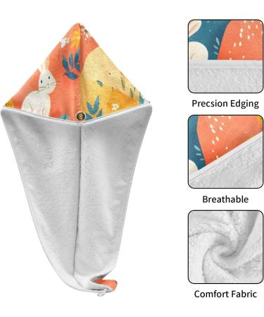 Rabbit Rainbow Hair Towel 2 Pack - Super Absorbent Quick Dry Hair Turbans for Women & Girls | Ideal Hair Drying Towels - Buy Online on GoSupps.com