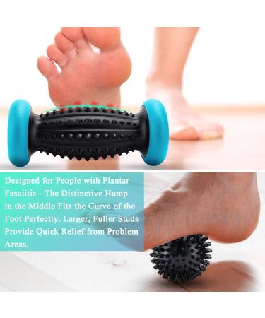 HOFASON Foot Roller Massage Ball Set for Plantar Fasciitis & Body Pain Relief - 1 Roller & 2 Spiky Balls - Foot Massager Reflexology Tool (Black Blue) - Buy Online on GoSupps.com