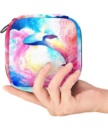 Watercolor Sky Whale Tie Storage Bag - Portable Menstrual Cup Pocket with Zipper for Teens & Women - Buy Online on GoSupps.com