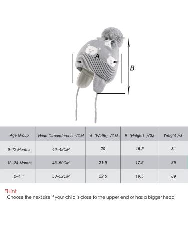 LANGZHEN Toddler Winter Hat Earflap Knit Cap for Baby Boys Girls 1-2 Years - Light Grey - Buy Online on GoSupps.com