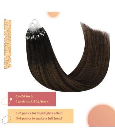 Buy Youngsee Microring Extensions - Brown Real Hair 50g Remy Ombre 55cm - Premium Quality Microring Hair Extensions #2/2/6 - Buy Online on GoSupps.com
