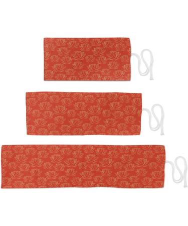 ABAKUHAUS Japanese Roll Up Pencil Case Warm Lotus Flowers Oriental Durable & Portable Pencil Organizer 48 Holes Vermilion and Cream - Buy Online on GoSupps.com