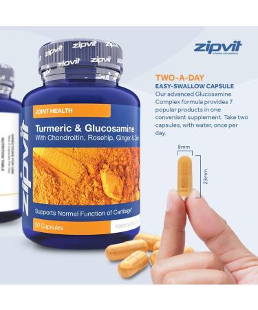 Turmeric Curcumin + Glucosamine & Chondroitin Complex with Vitamin C, Rosehip, Ginger, Zinc - 90 Capsules | Supports Joint Health | UK Supplier - Buy Online on GoSupps.com