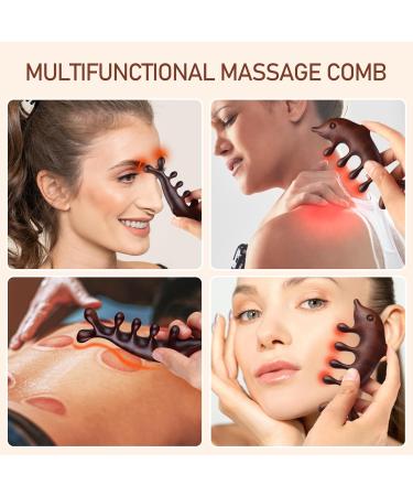 Amaxiu Sandalwood Massage Comb - Wide Teeth Anti-Static Head & Scalp Curber - Buy Online on GoSupps.com