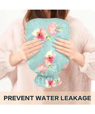 Naanle 2L Hot Water Bottle with Lid - Strawberry Flowers | Heat & Cold Therapy for Back Pain Relief & Warm Hands/Feet - Buy Online on GoSupps.com