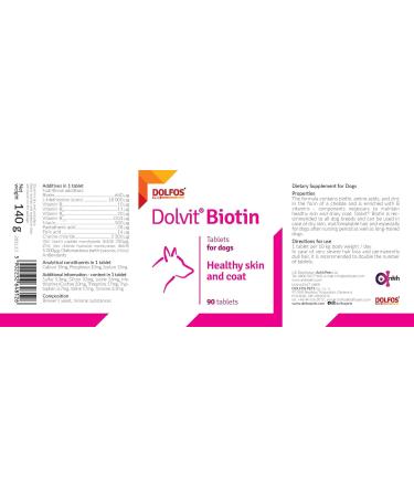 Dolvit Biotin 90 tablets Vitamins Minerals Healthy Skin and Shiny Coat for Dogs - Buy Online on GoSupps.com