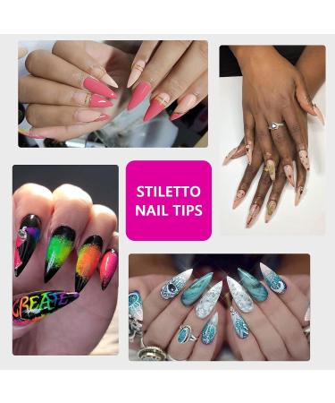 Fully Covering Stiletto Nail Tips - 120 Transparent Gel & Acrylic False Nails | DIY Nail Art & Studios | 10 Sizes Available - Buy Online on GoSupps.com