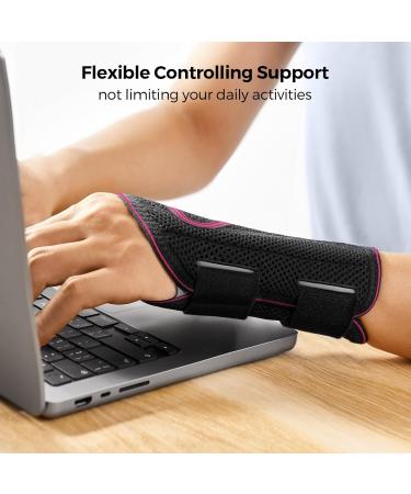 Adjustable S-shaped Wrist Support for Arthritis & Carpal Tunnel - Rose Red, Small, Left Hand | FREETOO Wrist Brace for Men & Women - Buy Online on GoSupps.com