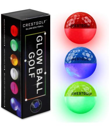 Crestgolf LED Glow Golf Balls - 3pcs Night Golf Balls with 4 LED Lights - Long Distance and Bright - Red+Blue+Green - Buy Online on GoSupps.com