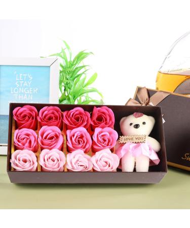  Fdit Romantic Rose Flower Soap Body Soap Floral Bath Soap Rose Bath Soap Rose Flower Petals Plant Essential Oil Soap Rose Soap (pink gradient) - Buy Online on GoSupps.com