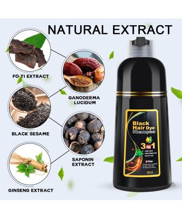 MEIDU Herbal Black Hair Dye Shampoo 3 in 1 for Men and Women - 500ML - Buy Online on GoSupps.com