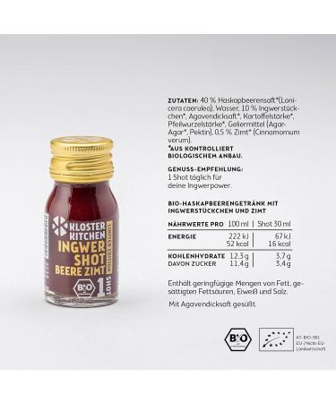  Kloster Kitchen Kloster Kitchen 1SHOT 28 x 30 ml Organic Ginger Bottles with Small Pieces of Ginger I Limited Edition Ginger Shot Vegan Glass Bottle Sweet No Additives and Includes - Buy Online on GoSupps.com