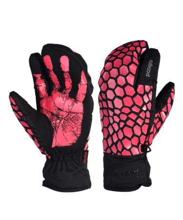 Ski Gloves for Men Women Warm Touchscreen Function Waterproof/Adjustable Cuff Windproof and Waterproof Hot Pink-s Small