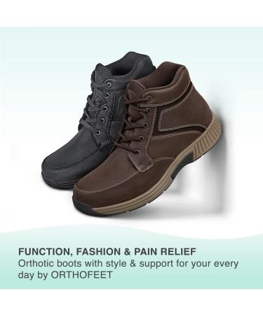 Orthofeet Men's Orthopedic Boots for Plantar Fasciitis Relief - Arch Support, Cushioned Sole, Wide Widths | Highline 15 Wide Black - Buy Online on GoSupps.com