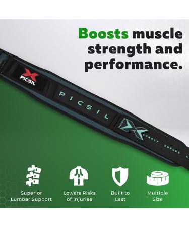 Picsil Lumbar Belt for Weightlifting - Ideal for Squats & Cross Lifting | Adaptable Sizes & Colors | 5 Sizes M Green - Buy Online on GoSupps.com