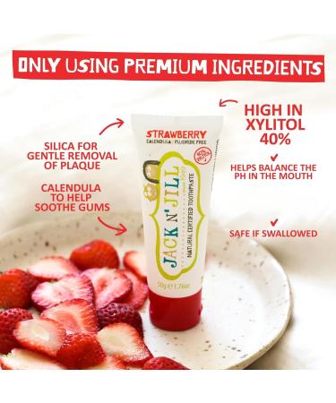 Jack N' Jill Mega Toothpaste 4x More - Natural Toddler Toothpaste for Baby Kids & Infants 6 Months & Up Fluoride Free Training Toothpaste for Toddlers 1-3 40% Xylitol - Strawberry 7.05 oz (1-Pack) - Buy Online on GoSupps.com