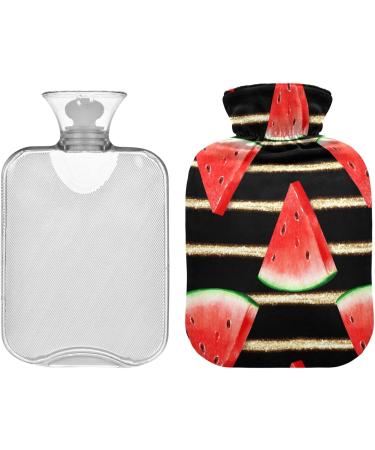 Naanle Watermelon Stripes Heat Bottle 1L with Cover | Transparent Hot Water Bottle for Bed Hand & Foot Warmer | Pain Relief & Cold Therapy - Buy Online on GoSupps.com