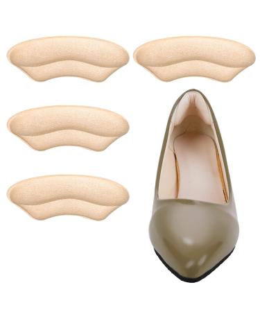 Molain heel cushion fold protection inserts 2 pair of bladder prevention pillow suede to large shoes handle filler high insole pad back foot protection liner summer for women men (beige) 2 pairs dark skin tones