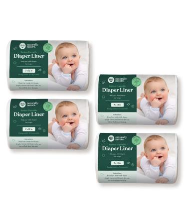 Naturally Natures Bamboo Diaper Liners 400 Sheets (4 Pack) Gentle and Soft, Chlorine and Dye-Free, Unscented, Biodegradable Inserts (Set of 4) 400 Liners