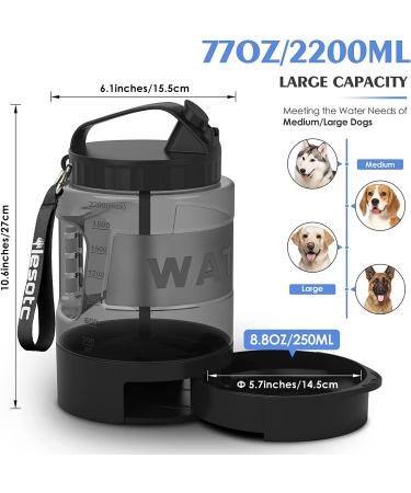 Portable Dog Water Bowl Dispenser - 77oz Travel Water Bottle for Dogs - BPA Free - Buy Online on GoSupps.com