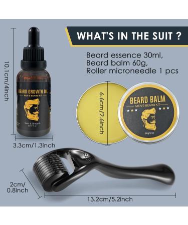 Beard Growth Kit with Roller 0.26 mm 30 ml Beard Growth Oils 30 g Beard Balm Beard Growth Men's Beard Kit Men's Beard Ca - Buy Online on GoSupps.com