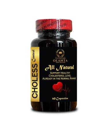 Plant-Based Choless Control Complex | Niacin Garlic Powder Cayenne Pepper Guggul & Policosanol Extract for Cholesterol & Lipid Support - 1 Bottle 60 Capsules