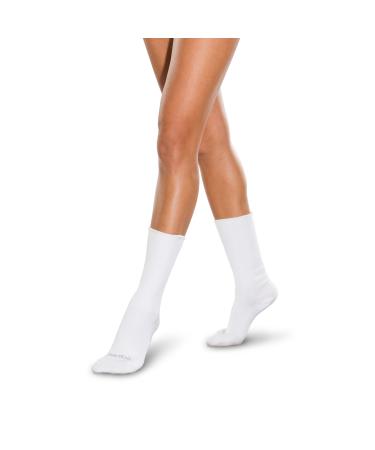 SmartKnit Seamless Diabetic Crew Socks 3 Pack (6 Count) Medium White
