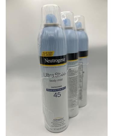 Neutrogena Ultra Sheer SPF 45 Body Mist Sunscreen Spray - 8 oz (Pack of 3) | Broad Spectrum UVA/UVB Protection, Lightweight & Oil-Free - Buy Online on GoSupps.com