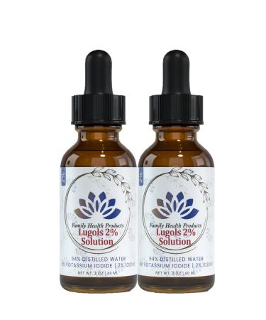 Lugols Iodine Solution 2% 2 fl oz Liquid Drops| Potassium Iodide Solution 2 Percent Iodine Drops| 1200 Liquid Drops by Family Health Products