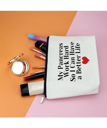 Diabetes Awareness Makeup Bag - Supportive Gift for Women with Diabetes - Pancreas Themed Travel Pouch - Buy Online on GoSupps.com