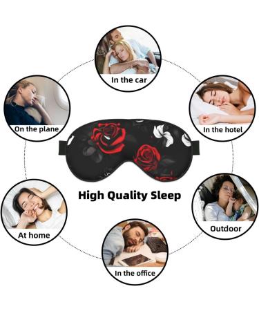 Black White Red Roses Print Soft Eye Mask - Comfortable Sleep Mask for Men & Women | Travel Friendly - Buy Online on GoSupps.com