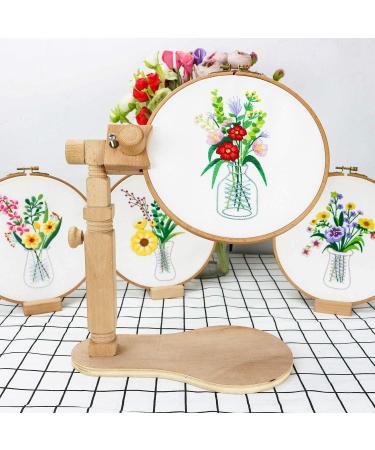 Adjustable Beech Wood Embroidery Hoop Stand - Hands-Free Cross Stitch Holder - Buy Online on GoSupps.com