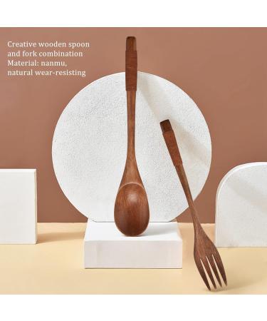 AIDIRui 8 Pcs Wooden 9 inchJapanese Spoon Fork Set Kitchen Tableware Natural Wood Cutlery Wooden Dinner Cutlery Set - Buy Online on GoSupps.com