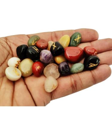 Sharvgun Multi Stone Rune Set 25 pi ces avec tableau en bois MDF runique grav lettrage pa en symbolique velours noir/rouge pochette - Buy Online on GoSupps.com