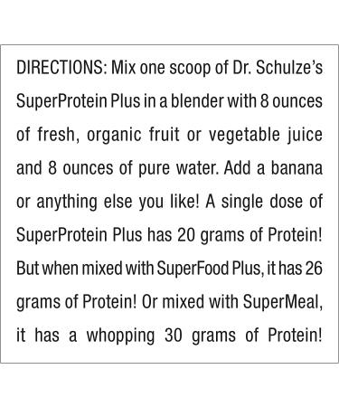 Dr. Schulzeâs | SuperProtein Plus | 100% Plant Protein Concentrate | Organic Powder Mix | Vitamin B-12 & Spirulina | Dietary Supplement | Build Strong Muscle | Enhance Workout Recovery | 19 Oz. - Buy Online on GoSupps.com