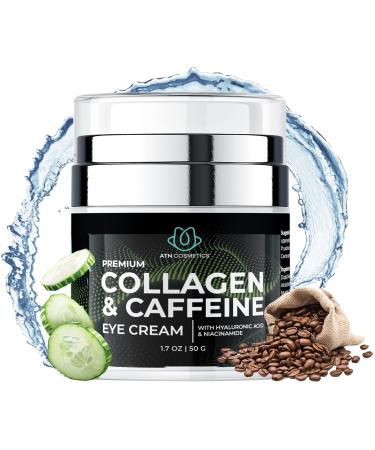 ATN Cosmetics Caffeine Eye Cream Collagen Eye Cream for all skin types For Wrinkles & Dark Circles and Puffiness Infused with Hyaluronic Acid & Niacinamide 1.7 OZ / 50 G