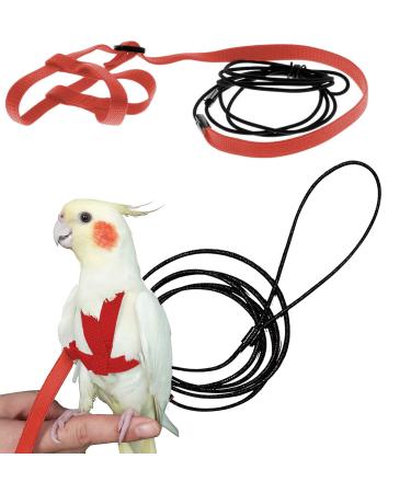 SZSJBK Bird Harness, Adjustable Parrot Nylon Leash with Anti-bite Design for Outdoor Activities Training, Suitable for Eastern Bluebonnet Parrot, Cockatoo, Parakeet, Doves 6.2ft (S)