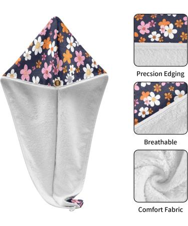 Small Flowers Hair Towel 2 Pack | Super Absorbent Quick Dry Hair Turbans for Women & Girls | Perfect Hair Drying Solution - Buy Online on GoSupps.com
