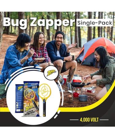Zap It! Electric Fly Swatter Racket & Mosquito Zapper - 4000V Bug Zapper - USB Rechargeable - Indoor Safe - Yellow - Buy Online on GoSupps.com