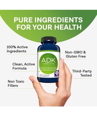 MD.LIFE ADK Vitamin Supplement Vitamin D3 K2 and A Complex 60 Capsules High Potency Vitamin ADK for Bone and Heart Health Support 60 Count (Pack of 1) - Buy Online on GoSupps.com
