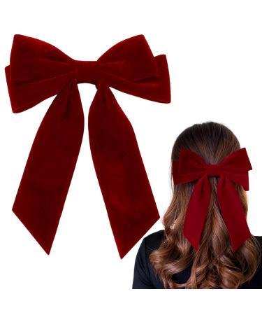 1Pcs Velvet Hair Bows Clips Red Ribbon Clips Cute Barrettes Accessories for Women Girls Big Bowknot Hair Clips for Party Birthday Holiday Graduation