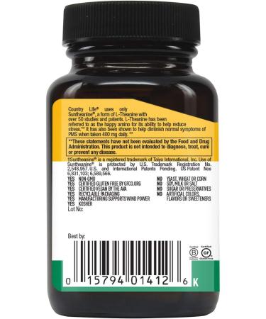 Country Life L-Theanine 200mg 60-Count (1 Pack) - Natural Stress Relief & Relaxation - Buy Online on GoSupps.com