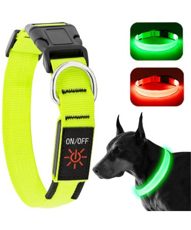 KOSKILL LECHTHELSBAND DOUCH READABLE USB LED Dog Halison Waterproof Luminous Dog Collar Adjustable Super Helle for Medium Great Dogs (Green L) Green L