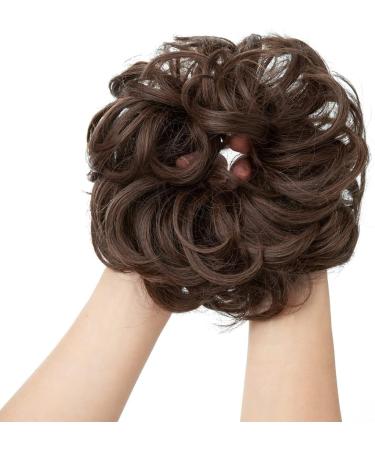 PORSMEER Messy Hair Buns Extensions- Curly Wavy Updo Scrunchies for Women, Medium Brown - Buy Online on GoSupps.com
