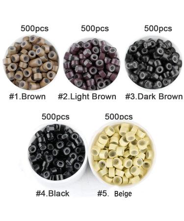 500pcs 5mm Silicone Hair Extension Micro Link Beads - Black | Human Hair Tool - Buy Online on GoSupps.com