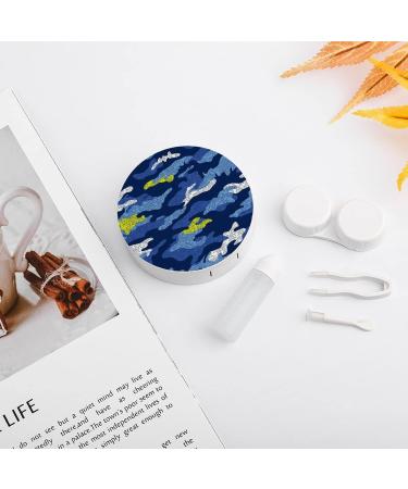 Abstract Geometric Camouflage Round Case For Contact Lens Kit Storage Box with Mirror Printed - Buy Online on GoSupps.com