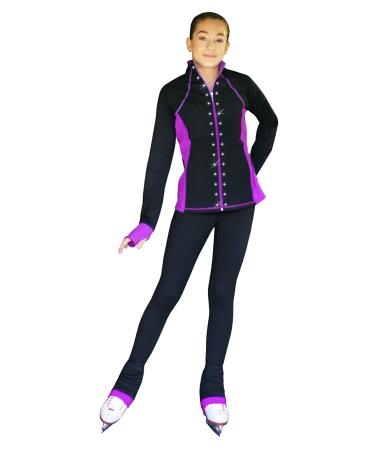 ChloeNoel PS792 3" Waist Band Black/Color Cuffs Elite Pants & Front Pocket & Crystal Block X-Large Purple
