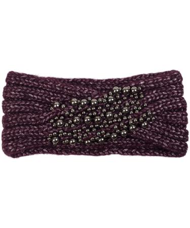Stylbreaker women knit headband with twist knot and pearls winter hair band head band knitted 04026022 color: Bordeaux-violet - Buy Online on GoSupps.com